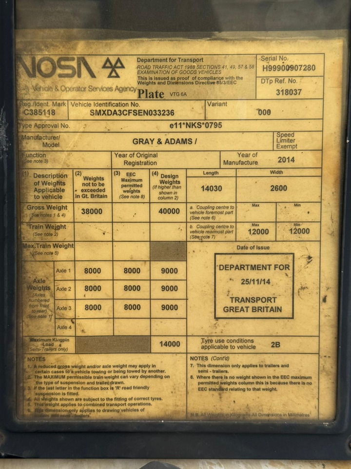 Gray and Adams 2014 SLXe 300 – CML22SC - Kølevogn sættevogn: billede 4 Gray and Adams 2014 SLXe 300 – CML22SC - Kølevogn sættevogn: billede 4