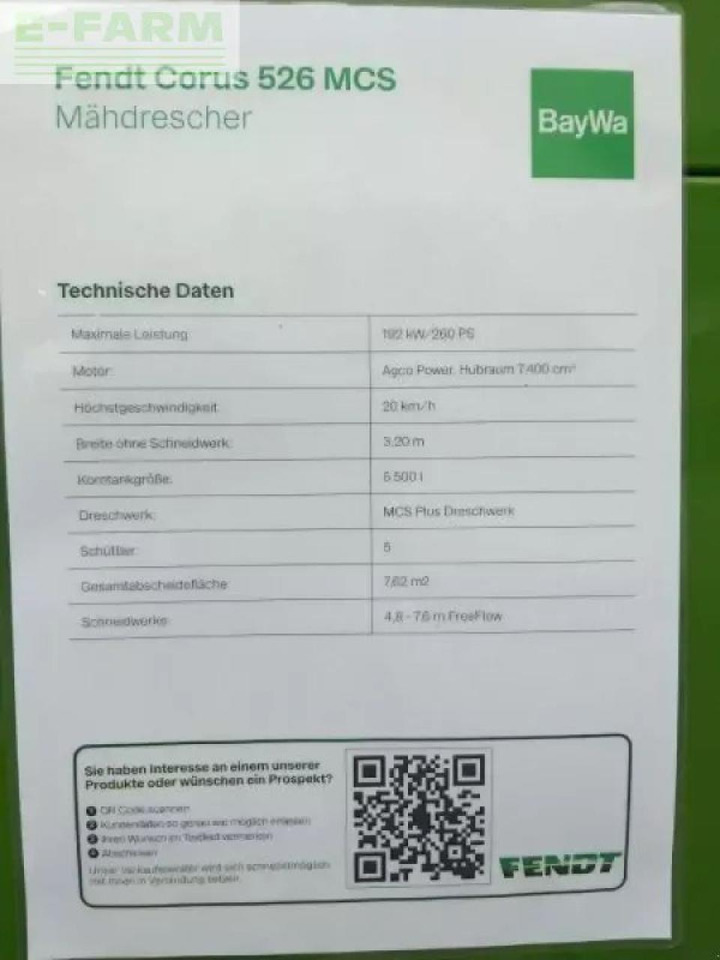 Mejetærsker Fendt corus 526 mcs gen1: billede 8
