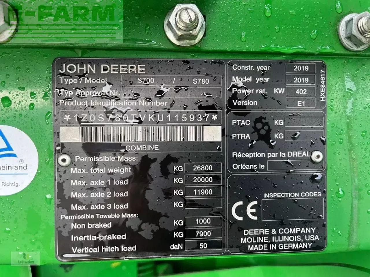 Mejetærsker John Deere s 780i: billede 11 Mejetærsker John Deere s 780i: billede 11