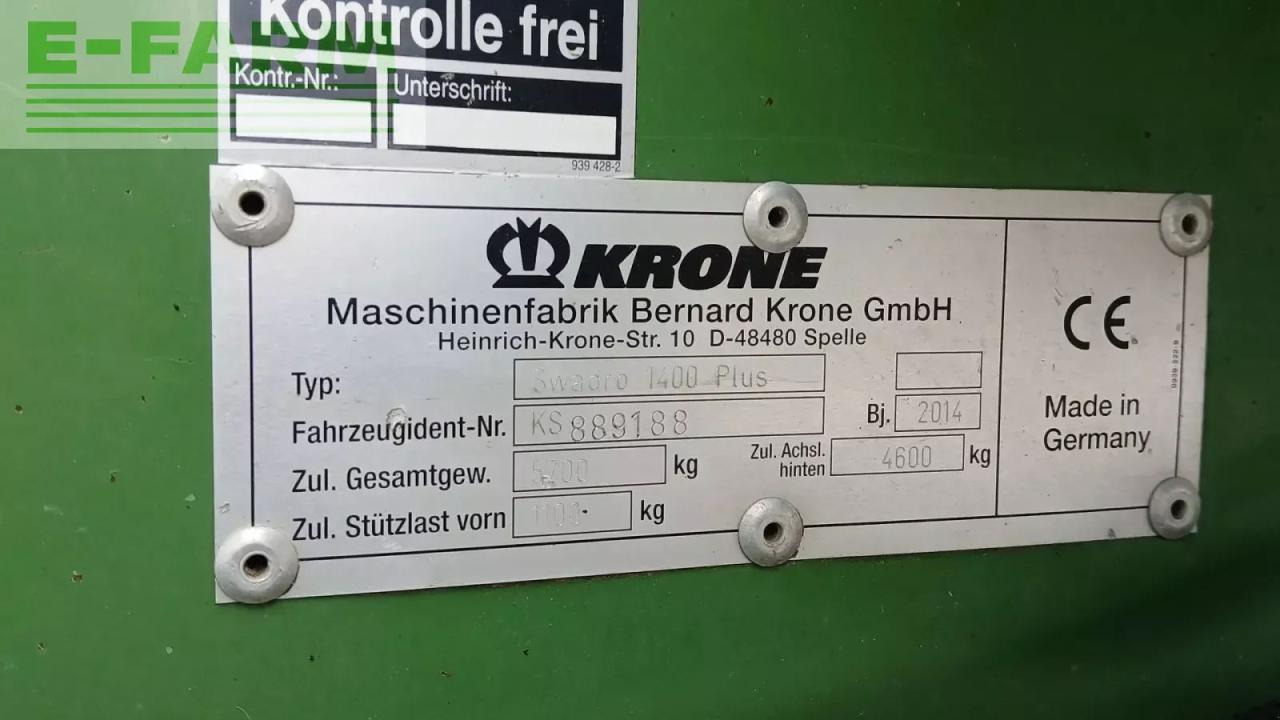 Høvender Krone swadro 1400 plus: billede 8