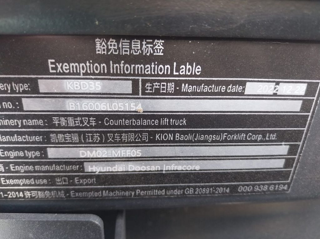 Diesel gaffeltruck Baoli KBD35: billede 6