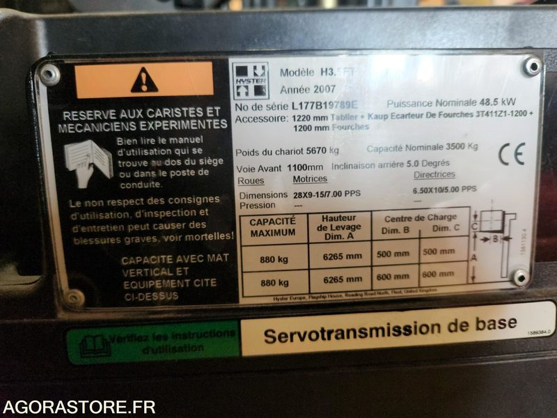 CHARIOT ELEVATEUR DIESEL 3T5 HYSTER H3.5FT - 2007 - 1033 heures - Diesel gaffeltruck: billede 2 CHARIOT ELEVATEUR DIESEL 3T5 HYSTER H3.5FT - 2007 - 1033 heures - Diesel gaffeltruck: billede 2