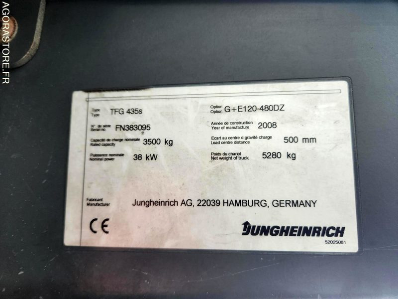 CHARIOT JUNGHEINRICH DFG 435s 480DZ - 2008 / 3260 HEURES - Gas gaffeltruck: billede 4 CHARIOT JUNGHEINRICH DFG 435s 480DZ - 2008 / 3260 HEURES - Gas gaffeltruck: billede 4