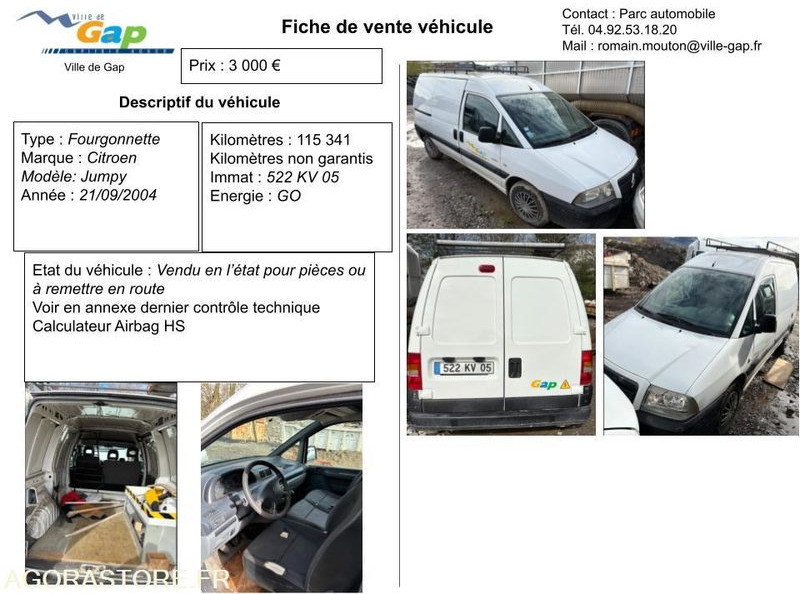 FOURGONNETTE CITROEN JUMPY - Små varebil: billede 2 FOURGONNETTE CITROEN JUMPY - Små varebil: billede 2