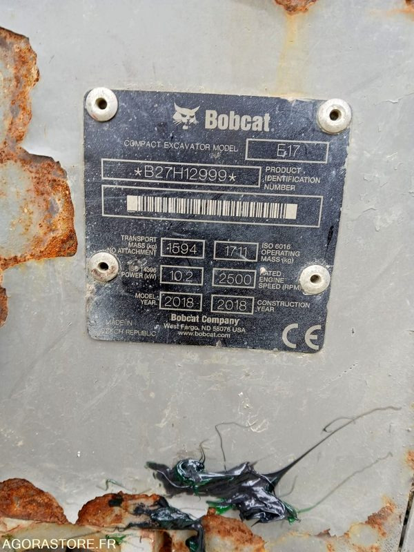 Mini pelle Bobcat E17 avec 2 godets - Gravemaskine: billede 2 Mini pelle Bobcat E17 avec 2 godets - Gravemaskine: billede 2