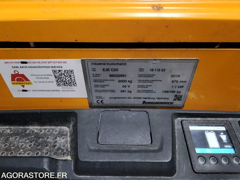 2 TRANSPALETTES ELECTRIQUE A LEVEE INITIALE 24V 150Ah CHARGEUR EMBARQUE DE 2019 - Øvrig maskin: billede 1 2 TRANSPALETTES ELECTRIQUE A LEVEE INITIALE 24V 150Ah CHARGEUR EMBARQUE DE 2019 - Øvrig maskin: billede 1