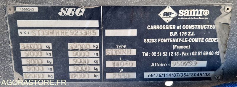 Remorque 3 essieux SAMRO - Sættevogn: billede 2 Remorque 3 essieux SAMRO - Sættevogn: billede 2