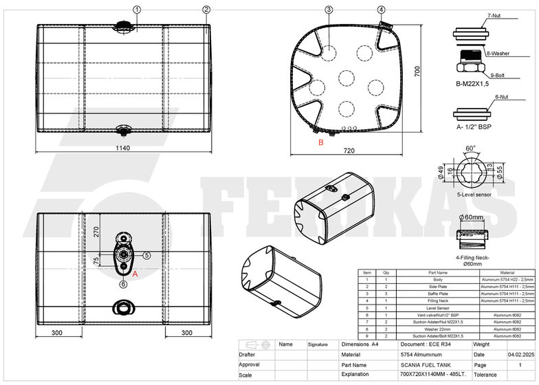 Ny Brændstoftank for Lastbil Scania New aluminum fuel tank 485L: billede 10
