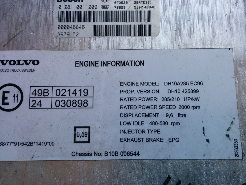 Volvo Bosh 0986282023 . /1209/ - Kontrol blok: billede 3 Volvo Bosh 0986282023 . /1209/ - Kontrol blok: billede 3