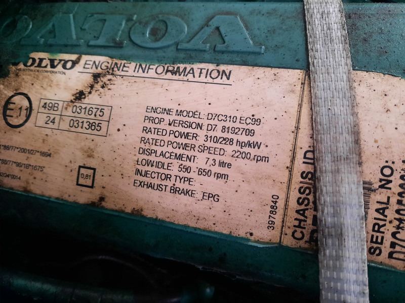 Volvo D7C-310 EC99 - Motor: billede 5 Volvo D7C-310 EC99 - Motor: billede 5