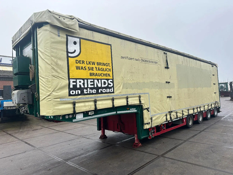 MEUSBURGER 4 axel steering, Double extendable up to 28 meters, extendable up to 3.2 meters, radio controlled, sliding roof - Nedbygget platform sættevogn: billede 1 MEUSBURGER 4 axel steering, Double extendable up to 28 meters, extendable up to 3.2 meters, radio controlled, sliding roof - Nedbygget platform sættevogn: billede 1