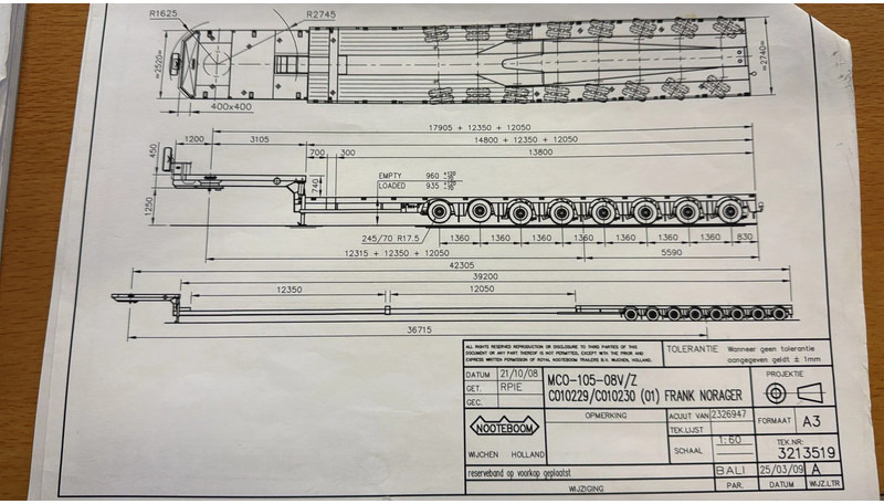 Nooteboom MC0 105-08V, 2 EXTENDABLE 12.35 + 12,05 8 AXLE, 2 LIFT AXLES, 7 AXLE STEERING, REMOTE CONTROLE - Nedbygget platform sættevogn: billede 5 Nooteboom MC0 105-08V, 2 EXTENDABLE 12.35 + 12,05 8 AXLE, 2 LIFT AXLES, 7 AXLE STEERING, REMOTE CONTROLE - Nedbygget platform sættevogn: billede 5