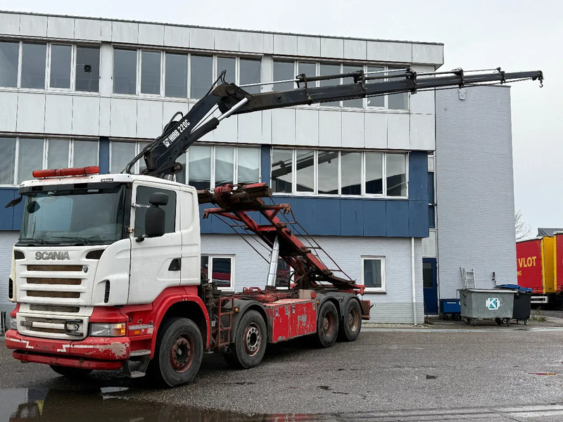 Scania R500 V8 8X4 + HIAB 220-5 + REMOTE + CABLELIFT - FULL STEEL SUSP. MANUAL GEAR. BIG AXLES - Lastbil med wirehejs, Lastbil med kran: billede 1 Scania R500 V8 8X4 + HIAB 220-5 + REMOTE + CABLELIFT - FULL STEEL SUSP. MANUAL GEAR. BIG AXLES - Lastbil med wirehejs, Lastbil med kran: billede 1
