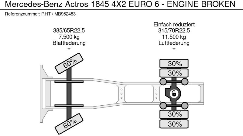 Trækker Mercedes-Benz Actros 1845 4X2 EURO 6 - ENGINE BROKEN: billede 18