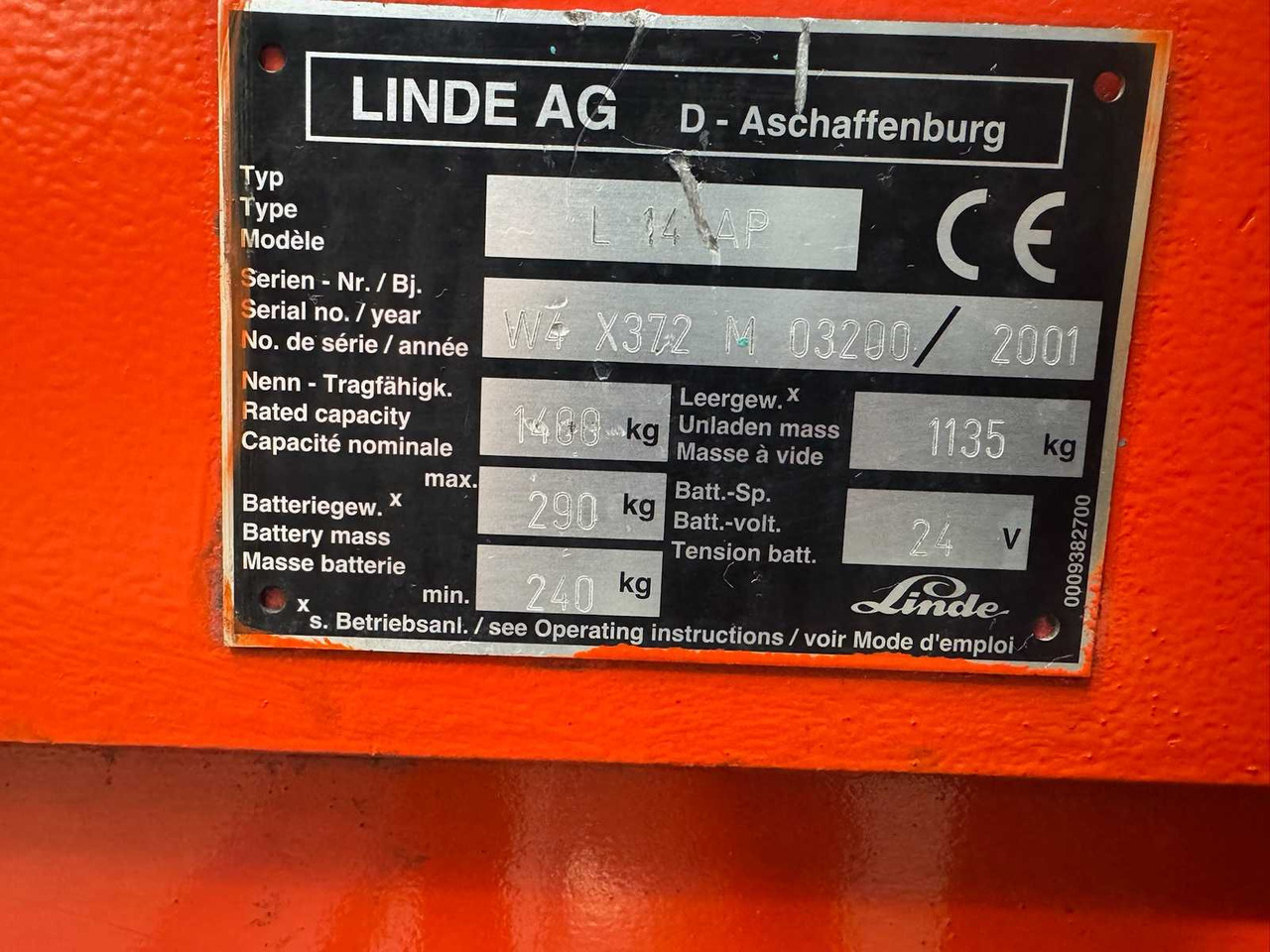 Gaffeltruck 04/2012 SERVICE +UVV 10/2026 LINDE L14AP 1.400KG PALLET TRUCK ANT 2.364 HOURS: billede 16 Gaffeltruck 04/2012 SERVICE +UVV 10/2026 LINDE L14AP 1.400KG PALLET TRUCK ANT 2.364 HOURS: billede 16