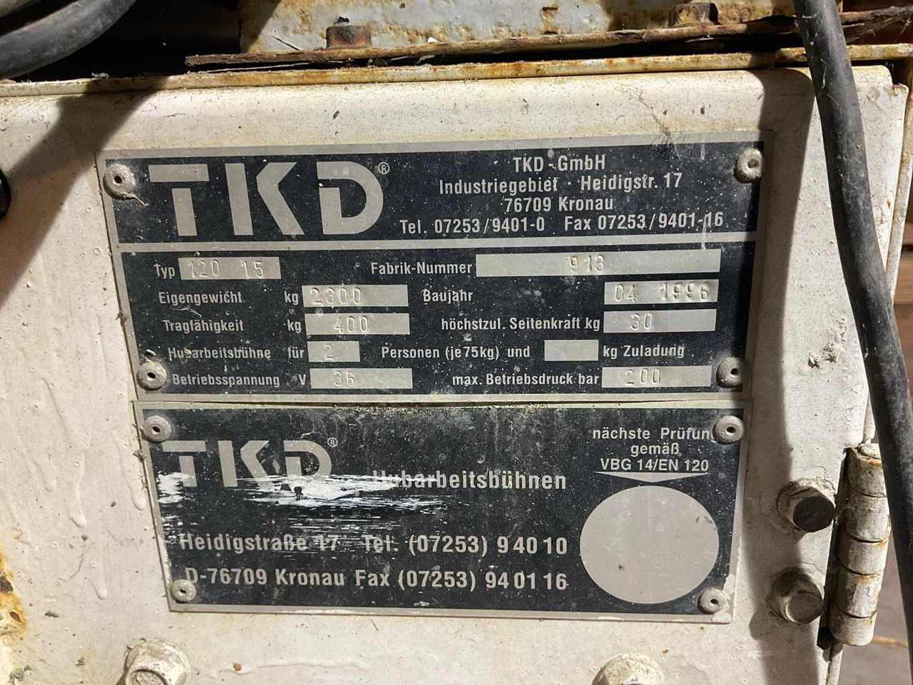 1996 TKD 120 15 AERIAL PLATFORM - Lift: billede 5 1996 TKD 120 15 AERIAL PLATFORM - Lift: billede 5