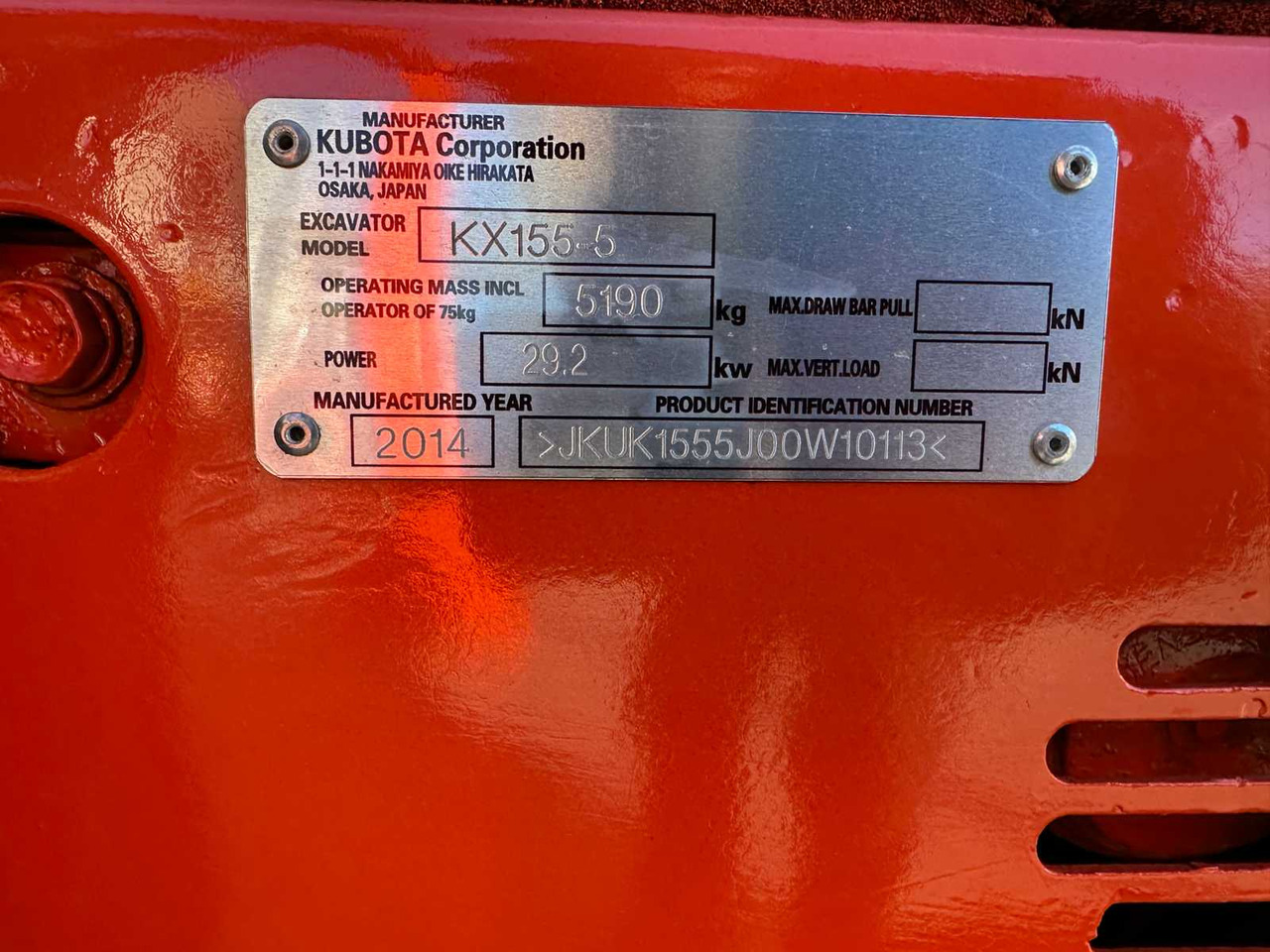 Gravemaskine KUBOTA - 2014 - KX155-5 - MIDI EXCAVATOR: billede 41 Gravemaskine KUBOTA - 2014 - KX155-5 - MIDI EXCAVATOR: billede 41