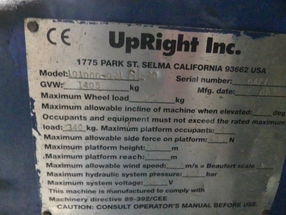 Sakselift Nacelle ciseaux UpRight SL20: billede 9