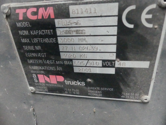 Chariot élévateur TCM FB15-6 - Øvrig maskin: billede 5 Chariot élévateur TCM FB15-6 - Øvrig maskin: billede 5