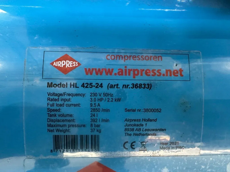 Airpress HL 425-24 Elektrische Zuigercompressor 3 PK 392 L / min 8 Bar Overstock New ! - Luftkompressor: billede 3 Airpress HL 425-24 Elektrische Zuigercompressor 3 PK 392 L / min 8 Bar Overstock New ! - Luftkompressor: billede 3