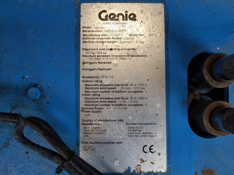 Genie GS 1932 Elektrische Schaarhoogwerker 7.8 meter werkhoogte accu's 2022 ! - Sakselift: billede 3 Genie GS 1932 Elektrische Schaarhoogwerker 7.8 meter werkhoogte accu's 2022 ! - Sakselift: billede 3