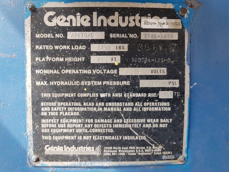 Genie V2470 / E Elektra 4x2 Schaarhoogwerker 10 meter werkhoogte - Sakselift: billede 5 Genie V2470 / E Elektra 4x2 Schaarhoogwerker 10 meter werkhoogte - Sakselift: billede 5