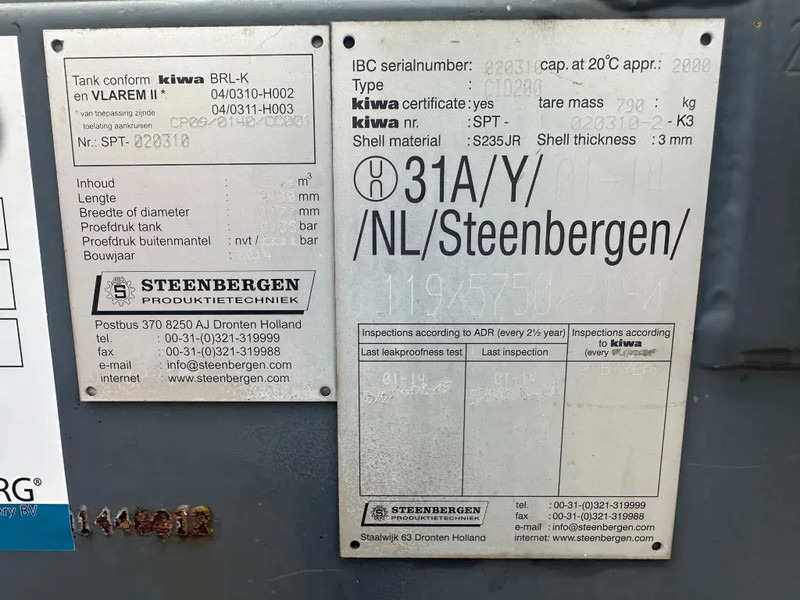 IBC Steenbergen Kiwa IBC 2000 liter dieseltank met handpomp Milieutank - Lagertank: billede 3 IBC Steenbergen Kiwa IBC 2000 liter dieseltank met handpomp Milieutank - Lagertank: billede 3