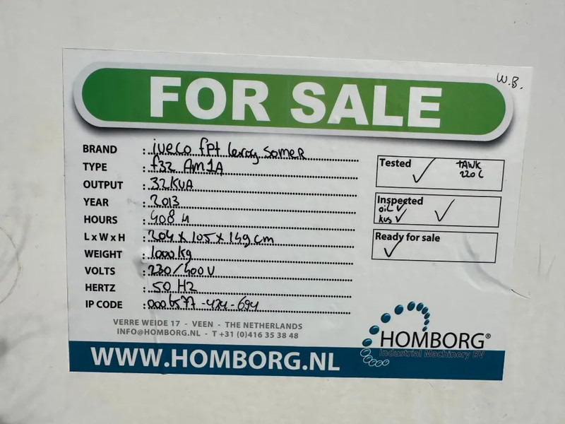 Strømgenerator Iveco FPT F32 AM1A Leroy Somer 32 kVA Silent generatorset 408 hours !: billede 14