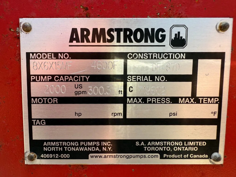 John Deere 6068 HF 120 Armstrong 452 m3 / h Diesel Waterpomp brandschade - Vandpumpe: billede 4 John Deere 6068 HF 120 Armstrong 452 m3 / h Diesel Waterpomp brandschade - Vandpumpe: billede 4
