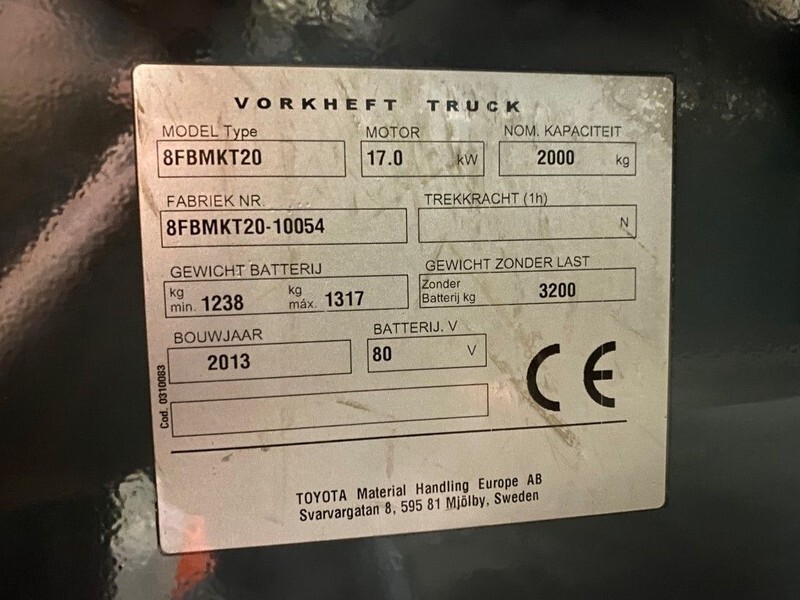 Toyota 2 ton Traigo 20 Duplex Freelift Sideshift Elektra Heftruck - El gaffeltruck: billede 5 Toyota 2 ton Traigo 20 Duplex Freelift Sideshift Elektra Heftruck - El gaffeltruck: billede 5