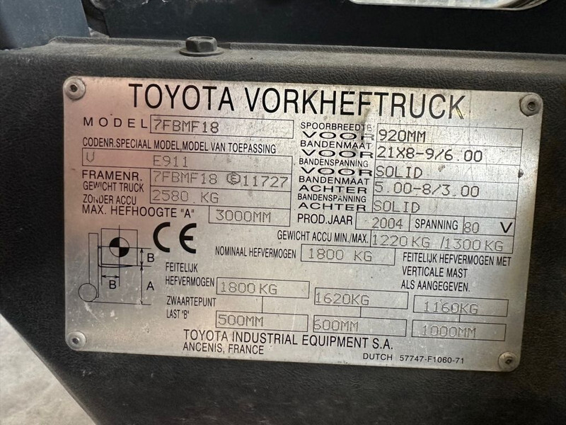 Toyota 7FBMF 18 Duplex Sideshift 1.8 ton Elektra Heftruck - El gaffeltruck: billede 4 Toyota 7FBMF 18 Duplex Sideshift 1.8 ton Elektra Heftruck - El gaffeltruck: billede 4