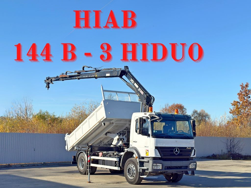 Mercedes-Benz AXOR 1833 * HIAB 144 B - 3 HIDUO + FUNK * TOP - Tipvogn lastbil, Lastbil med kran: billede 1 Mercedes-Benz AXOR 1833 * HIAB 144 B - 3 HIDUO + FUNK * TOP - Tipvogn lastbil, Lastbil med kran: billede 1