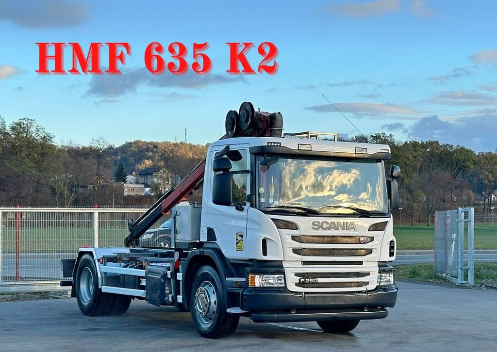 Scania P250* FAHRGESTEL 4,30* HMF 635 K2/FUNK* TOP Scania P250* FAHRGESTEL 4,30* HMF 635 K2/FUNK* TOP - Lastbil med kran: billede 1 Scania P250* FAHRGESTEL 4,30* HMF 635 K2/FUNK* TOP Scania P250* FAHRGESTEL 4,30* HMF 635 K2/FUNK* TOP - Lastbil med kran: billede 1