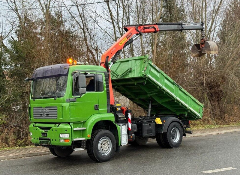 MAN TGA 18.360 Meiller 3-Way Tipper + Crane Palfinger PK 9501 - Tipvogn lastbil, Lastbil med kran: billede 1 MAN TGA 18.360 Meiller 3-Way Tipper + Crane Palfinger PK 9501 - Tipvogn lastbil, Lastbil med kran: billede 1