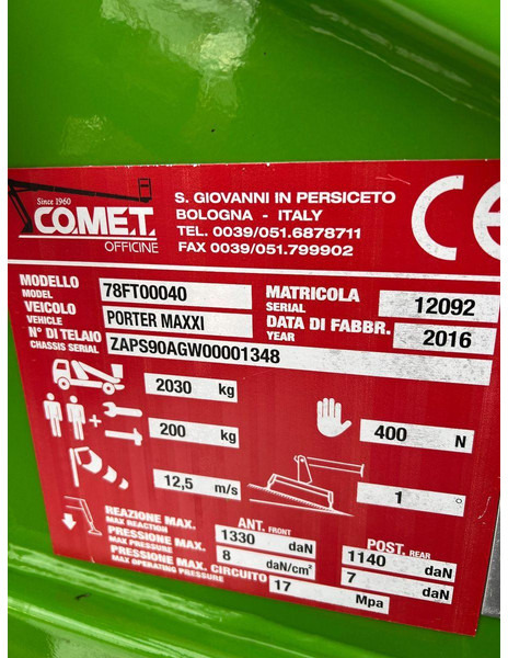 Lastbil med mandskabslift Piaggio Porter Maxxi COMET E50-2007 12 m: billede 18