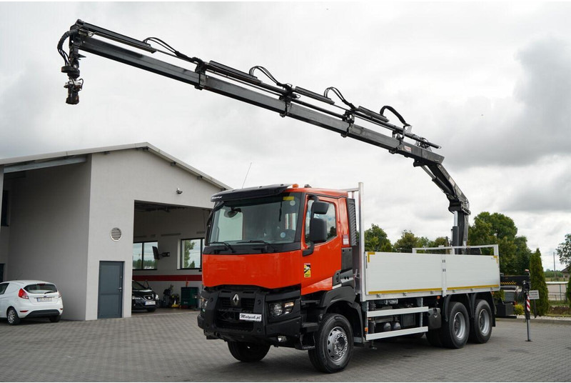 Renault K 380 / 6X4 / SKRZYNIOWY 6.2 M / + HDS HIAB 166 ES-4 / MAX UDŹWI - Lastbil med lad, Lastbil med kran: billede 1 Renault K 380 / 6X4 / SKRZYNIOWY 6.2 M / + HDS HIAB 166 ES-4 / MAX UDŹWI - Lastbil med lad, Lastbil med kran: billede 1