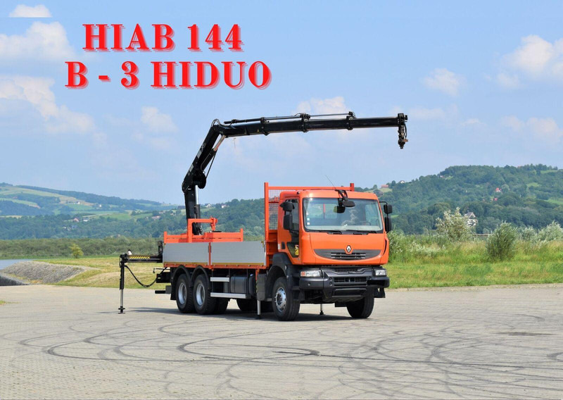 Renault KERAX 410 * HIAB 144 B-3 HIDUO / 6x4 * TOP - Lastbil med lad, Lastbil med kran: billede 1 Renault KERAX 410 * HIAB 144 B-3 HIDUO / 6x4 * TOP - Lastbil med lad, Lastbil med kran: billede 1