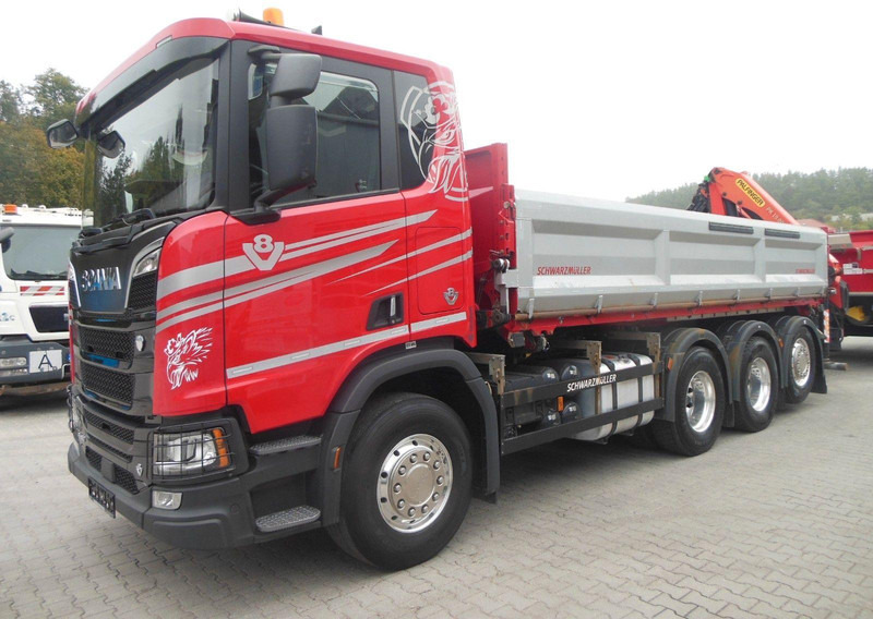 Scania R 580 8X4 + PALFINGER PK 19.001 crane - Tipvogn lastbil, Lastbil med kran: billede 1 Scania R 580 8X4 + PALFINGER PK 19.001 crane - Tipvogn lastbil, Lastbil med kran: billede 1