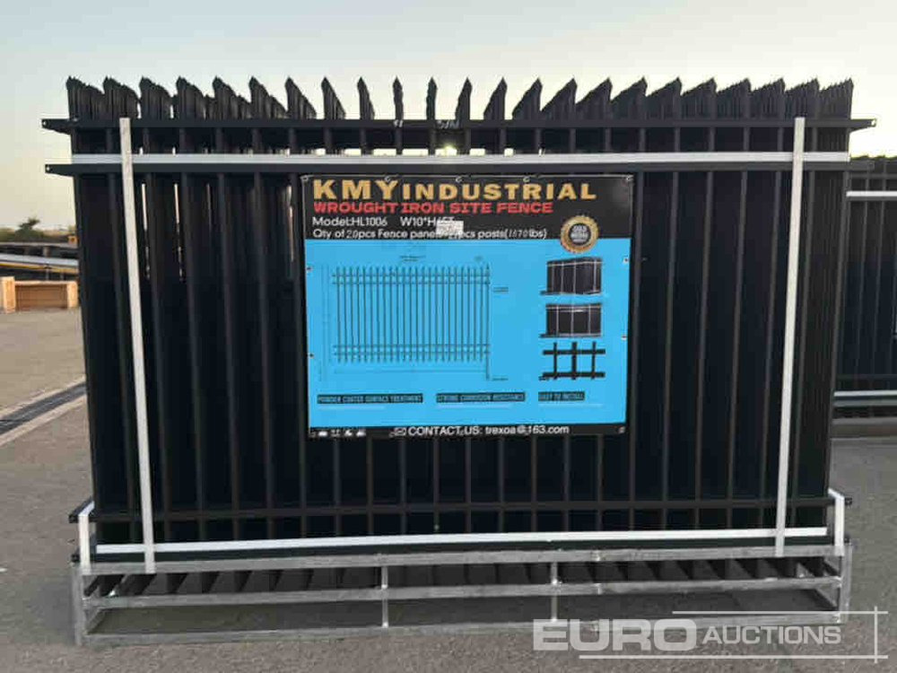 Unused 2025 KMY Industrial Iron Site Fence, Qty (20 of) Fence Panels, (20 of) Posts (W10XH6') Powder Coated Surface - Værktøj/ Udstyr: billede 2 Unused 2025 KMY Industrial Iron Site Fence, Qty (20 of) Fence Panels, (20 of) Posts (W10XH6') Powder Coated Surface - Værktøj/ Udstyr: billede 2