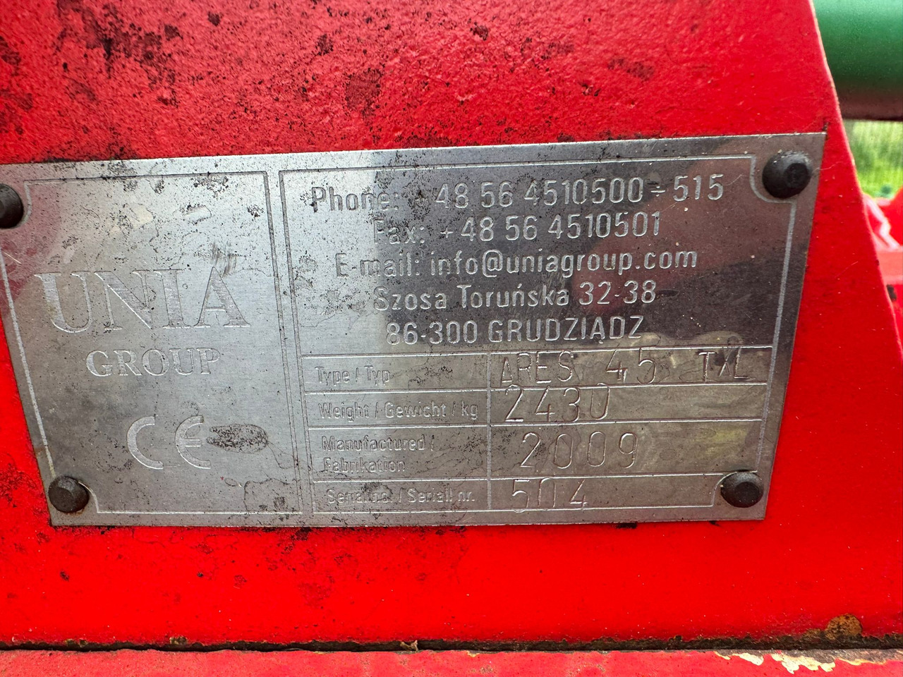 Unia ARES T XL - Harve: billede 2 Unia ARES T XL - Harve: billede 2