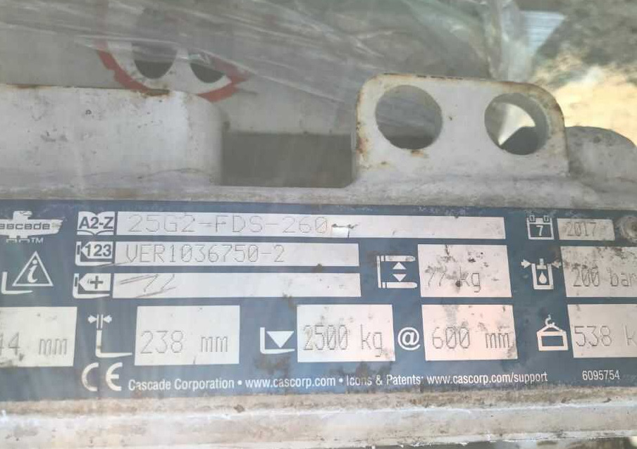 Cascade 25G2-FDS-260 - Gafler for Gaffeltruck: billede 3 Cascade 25G2-FDS-260 - Gafler for Gaffeltruck: billede 3