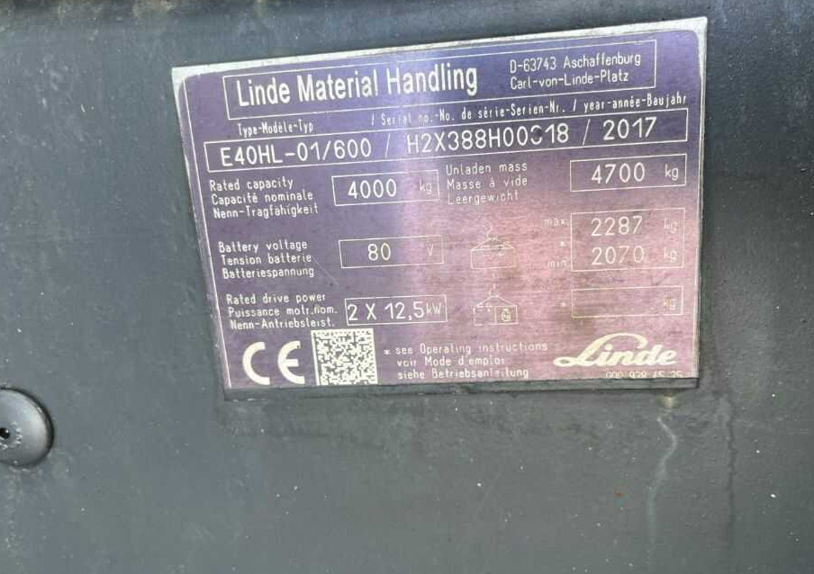 Linde E40HL-01/600 - El gaffeltruck: billede 4 Linde E40HL-01/600 - El gaffeltruck: billede 4