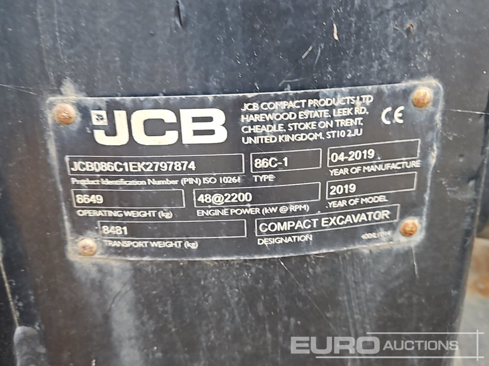 Minigravemaskine 2019 JCB 86C-1: billede 46