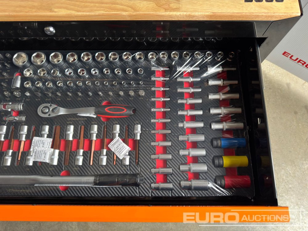 Værkstedsudstyr 2025 Boss Wheeled Tool Trolley, 523pcs Tool Kit, Worktop (Black): billede 14