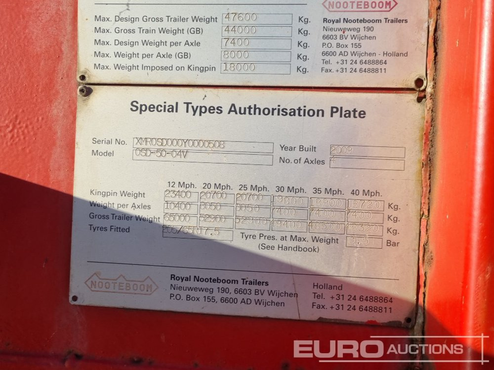 Lastbil med lad Nooteboom 4 Axle Extendable Low Loader Trailer, Twin Axle Rear Steer, Out Riggers: billede 36