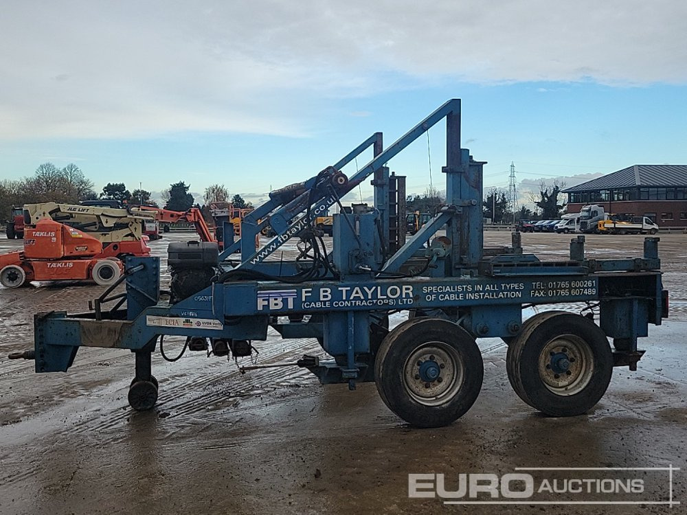 Single Axle Hydraulic Cable Reel Trailer, 1 Cylinder Engine - Landbrugsvogn: billede 2 Single Axle Hydraulic Cable Reel Trailer, 1 Cylinder Engine - Landbrugsvogn: billede 2