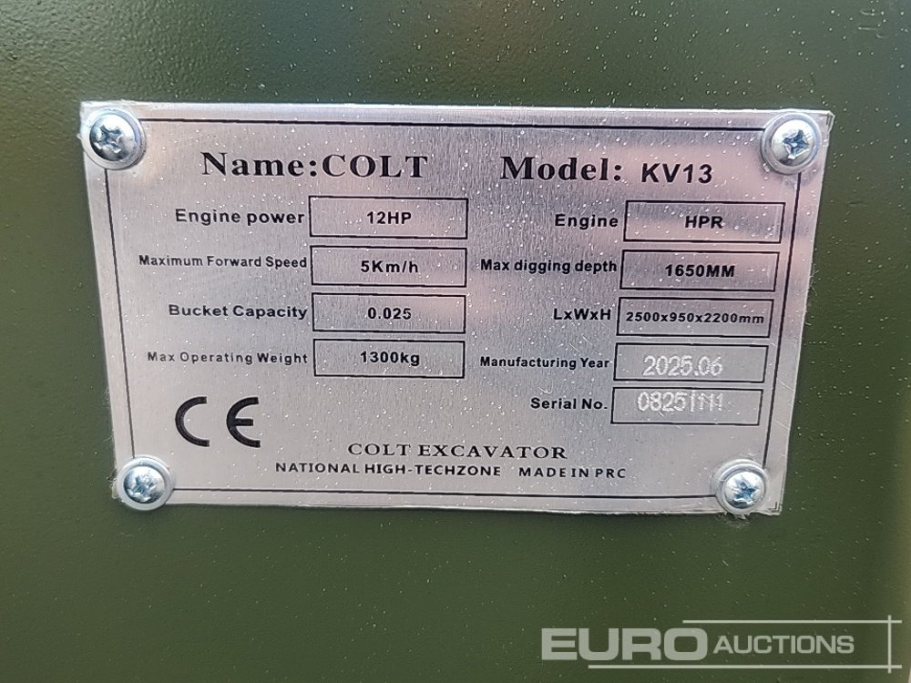 Unused 2025 Colt KV13 - Minigravemaskine: billede 2 Unused 2025 Colt KV13 - Minigravemaskine: billede 2