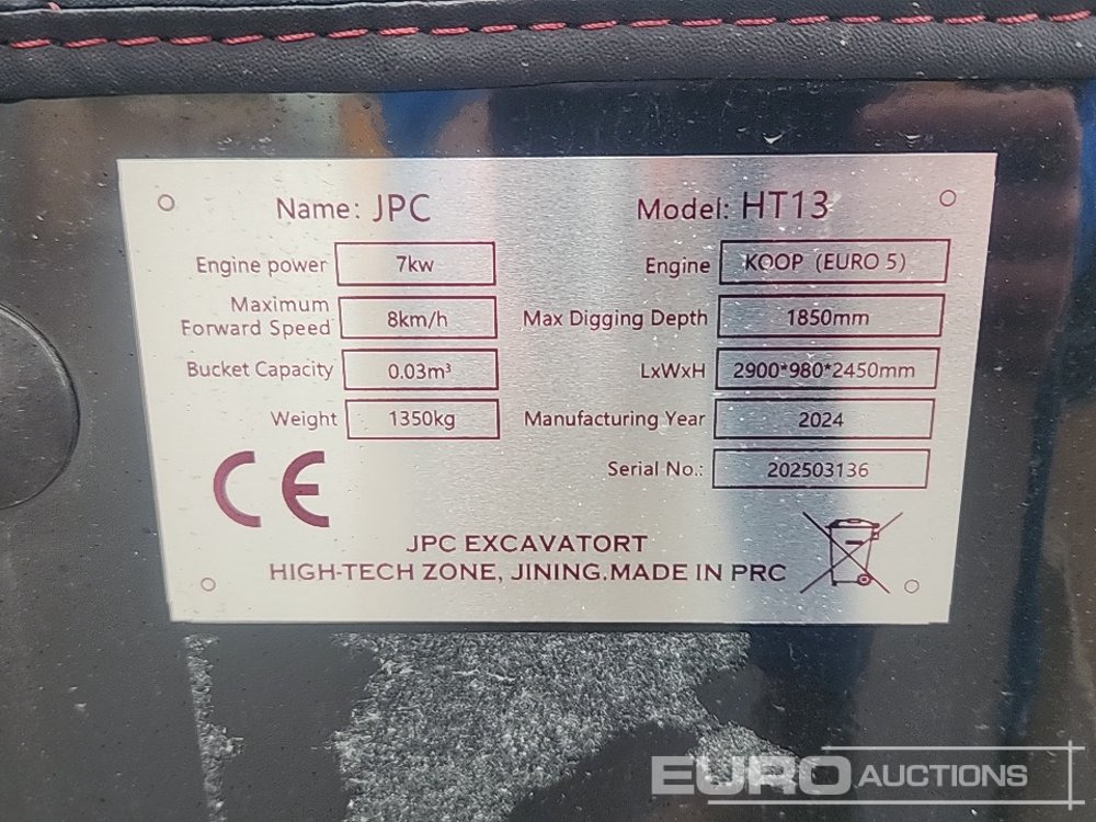 Unused 2025 JPC HT13 - Minigravemaskine: billede 2 Unused 2025 JPC HT13 - Minigravemaskine: billede 2
