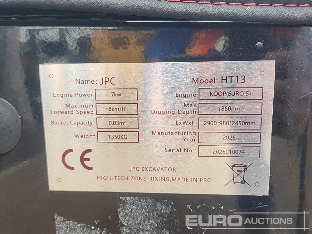 Unused 2025 JPC HT13 - Minigravemaskine: billede 2 Unused 2025 JPC HT13 - Minigravemaskine: billede 2