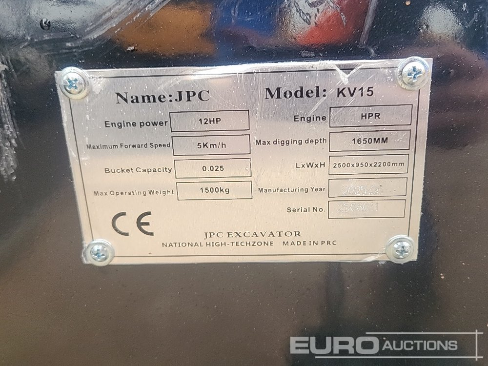 Unused 2025 JPC KV15 - Minigravemaskine: billede 2 Unused 2025 JPC KV15 - Minigravemaskine: billede 2